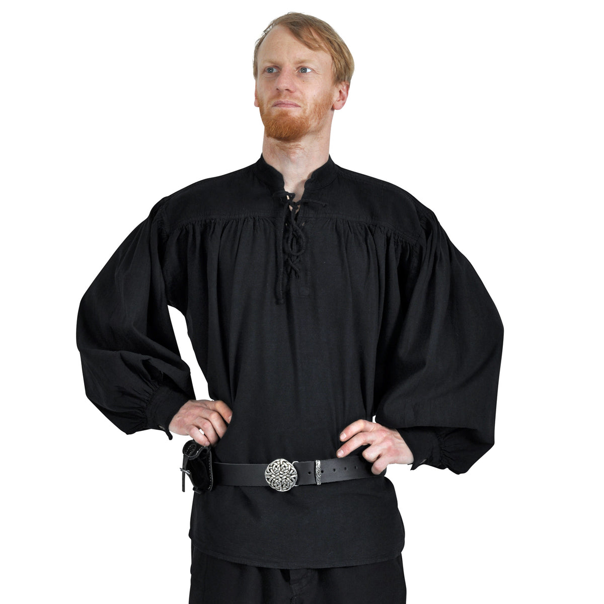 Produktbild Mittelalter Stehkragen Schnürhemd Friedrich schwarz