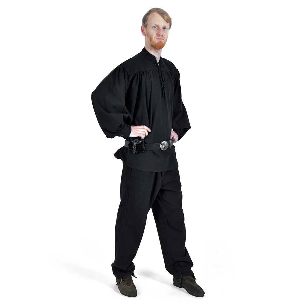 Produktbild Mittelalter Stehkragen Schnürhemd Friedrich schwarz