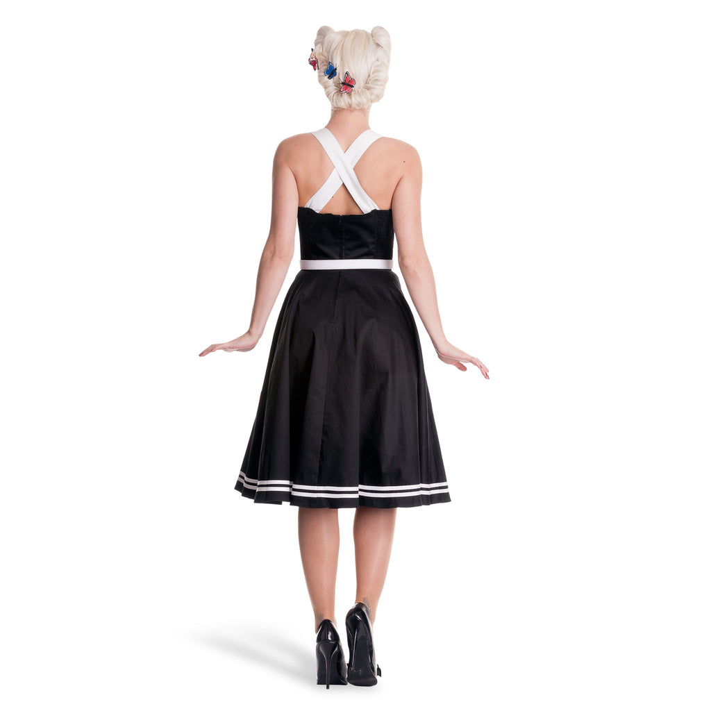 Productafbeelding Rockabilly Jurk Siren met Riem Zwart