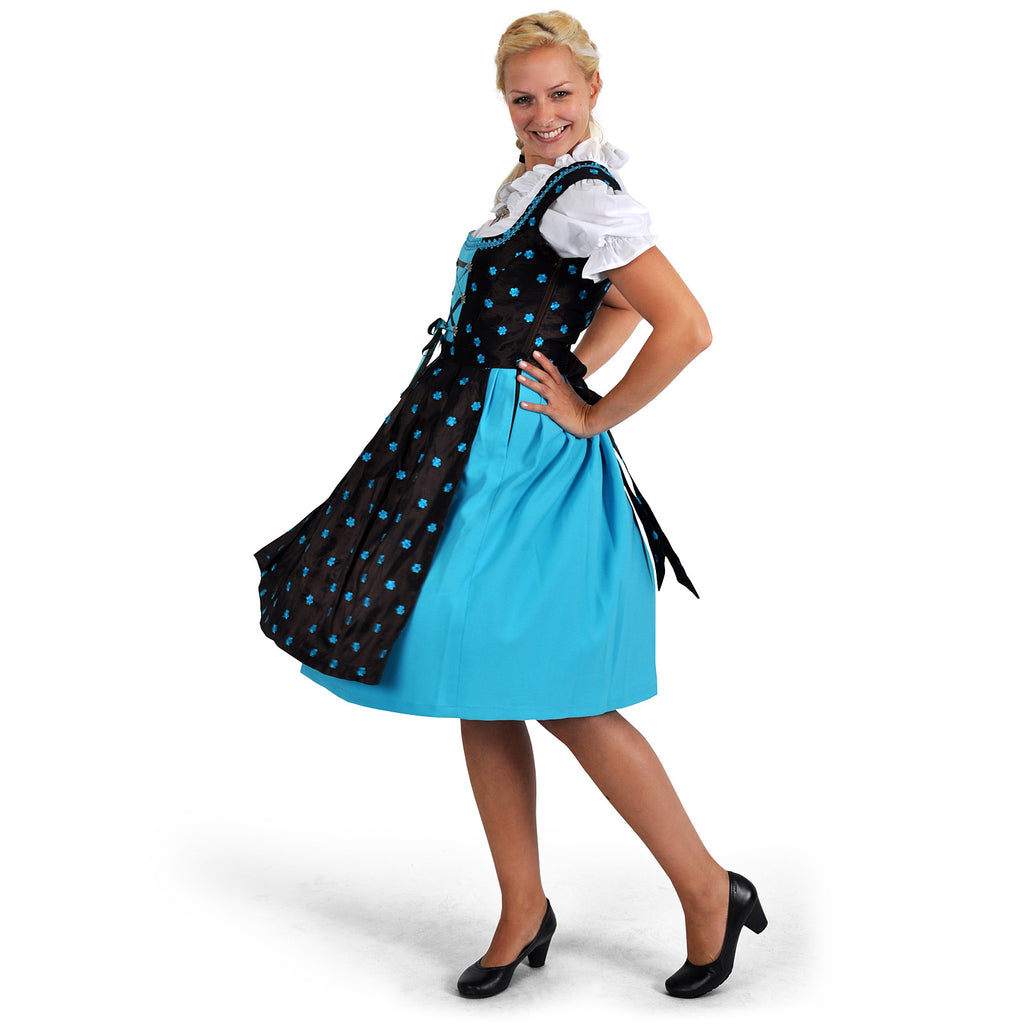 Image produit Dirndl Edelweiss - Robe traditionnelle marron/turquoise avec insert de blouse