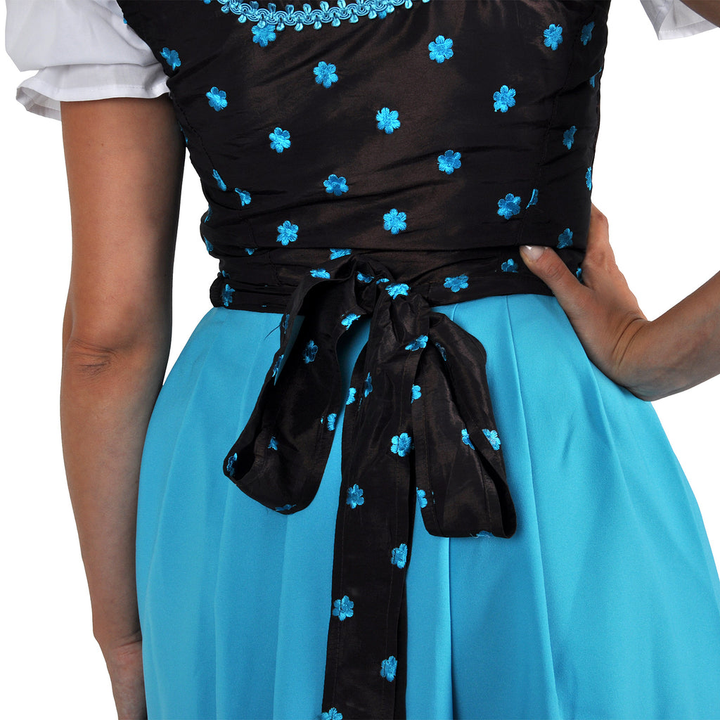 Image produit Dirndl Edelweiss - Robe traditionnelle marron/turquoise avec insert de blouse