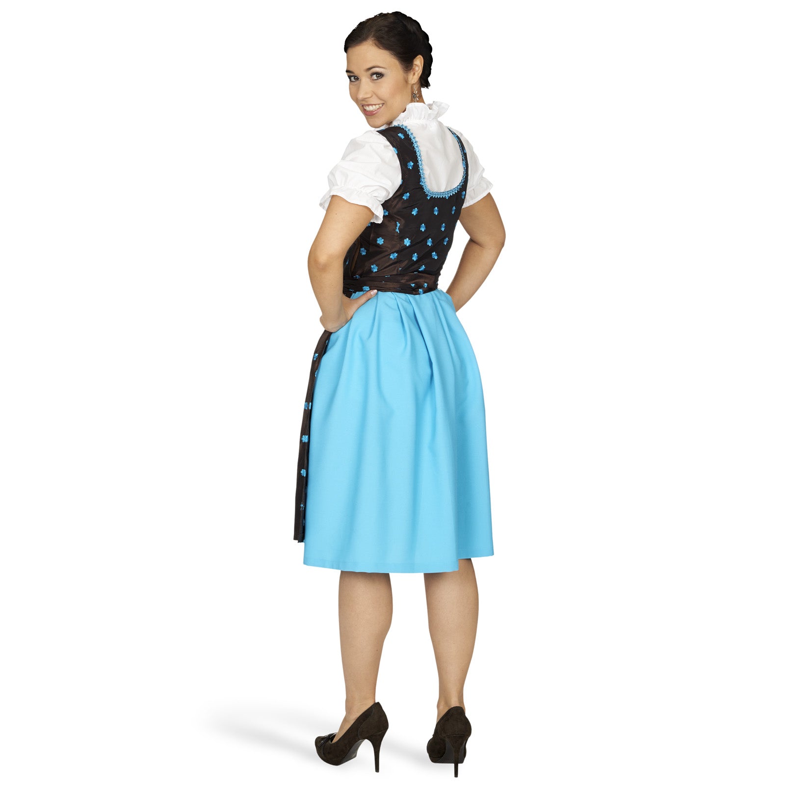Image produit Dirndl Edelweiss - Robe traditionnelle marron/turquoise avec insert de blouse