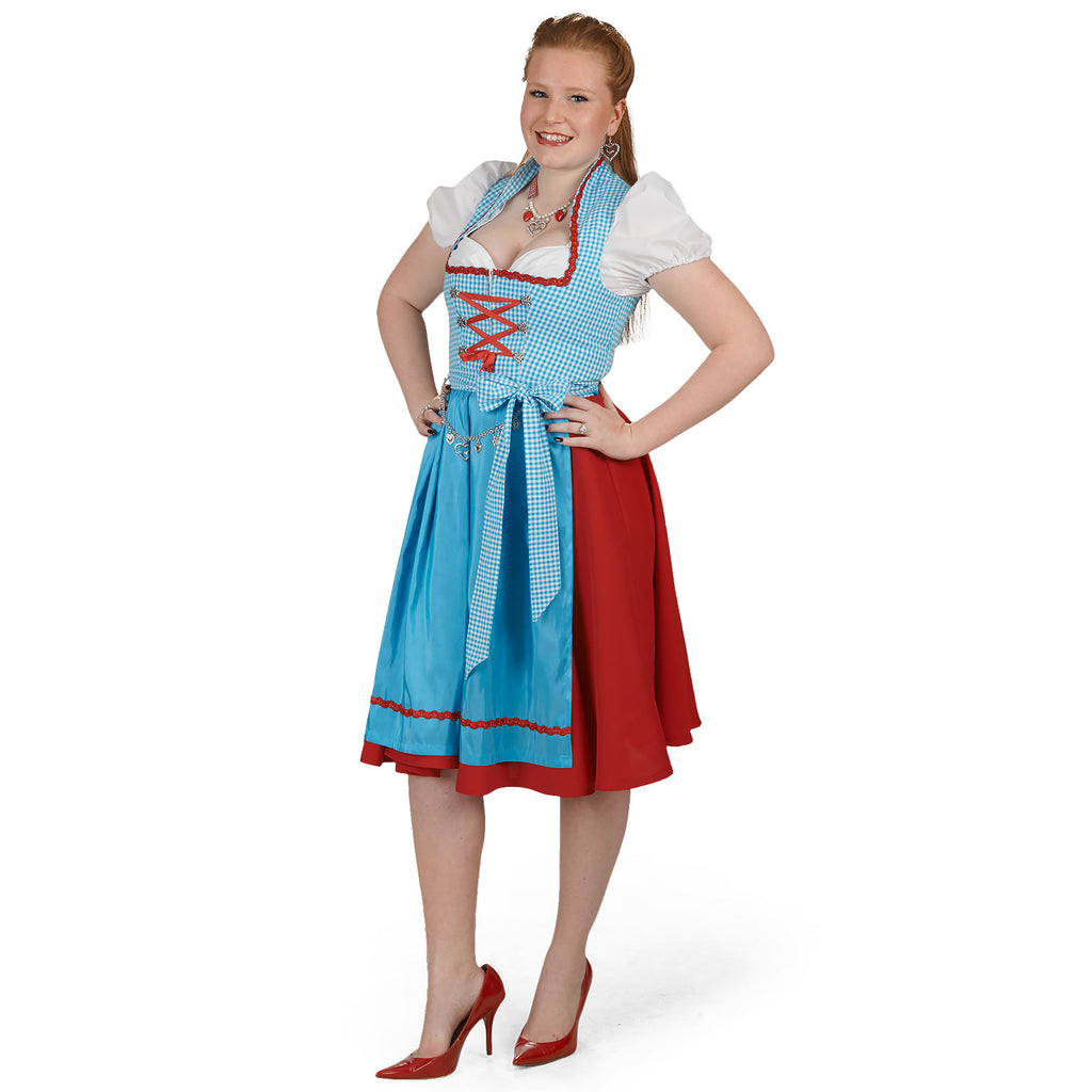 Productafbeelding Dirndl Petra - Kostuum Dames rood blauw