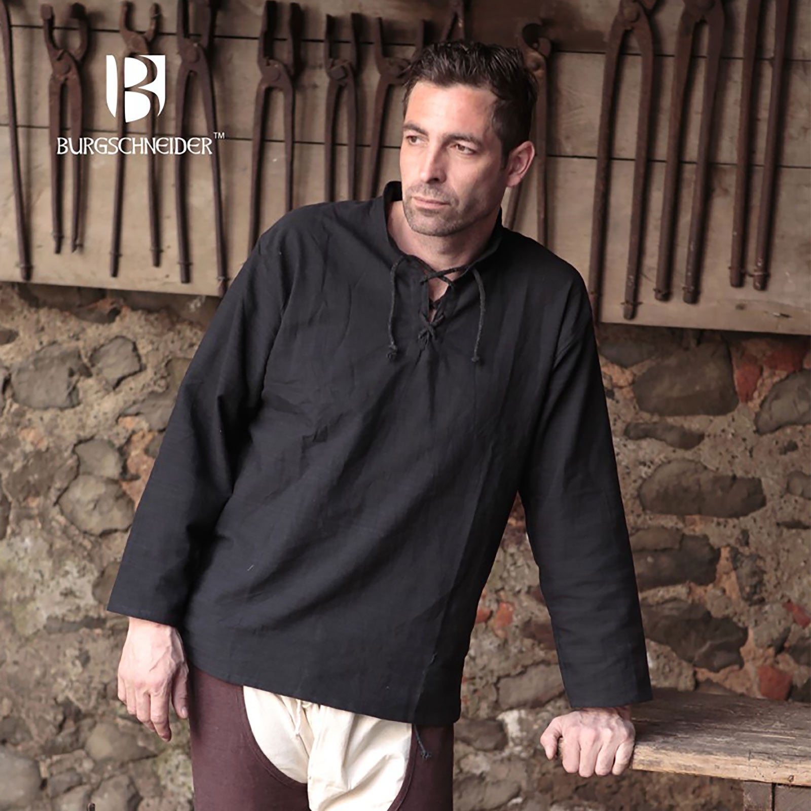 Image produit Chemise médiévale Tristan noir