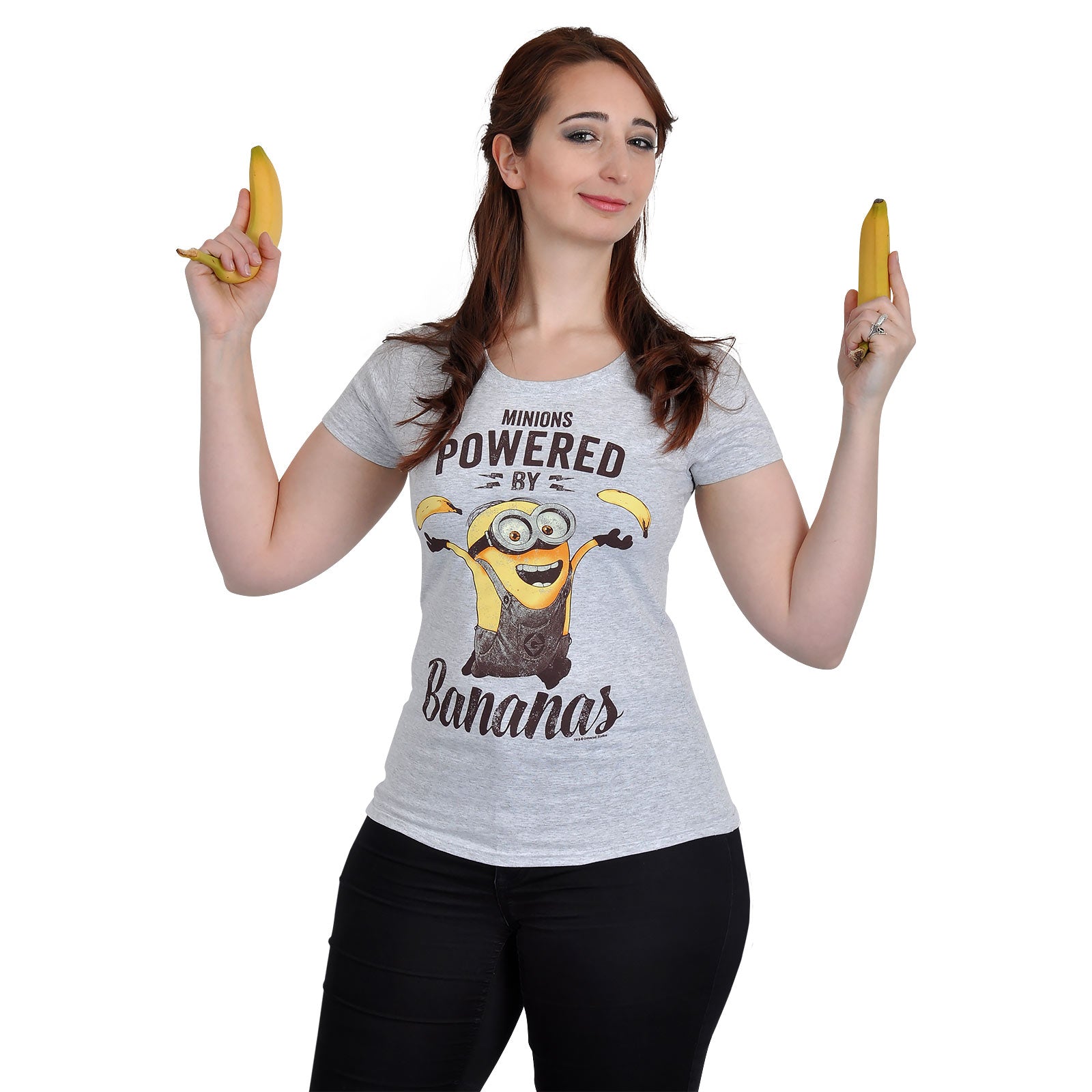 Image produit Minions - T-shirt pour filles 'Powered By Bananas' gris