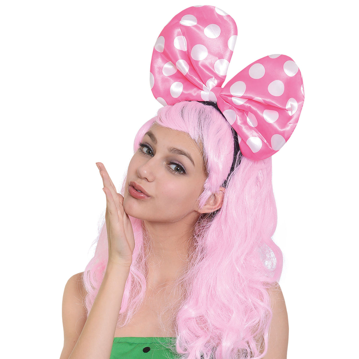 Produktbild Sweetie - Langhaar Perücke Damen mit Schleife pink