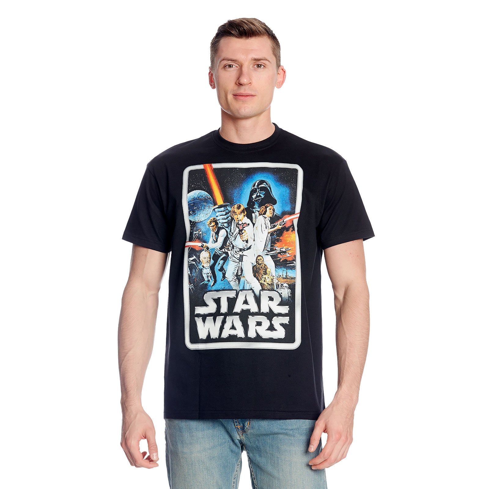 Productafbeelding Star Wars - Retro Film Poster T-Shirt Zwart