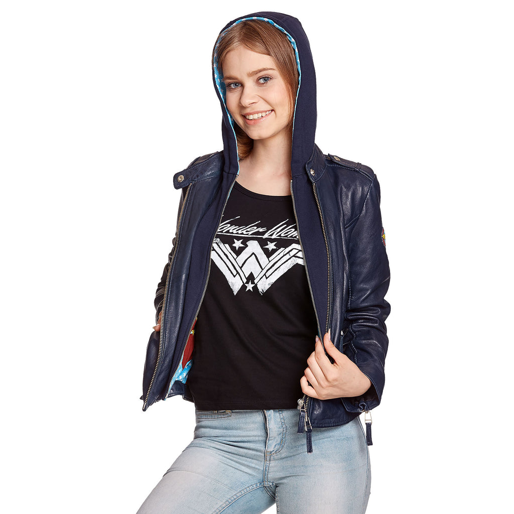 Image produit Wonder Woman - Veste en cuir avec capuche bleue