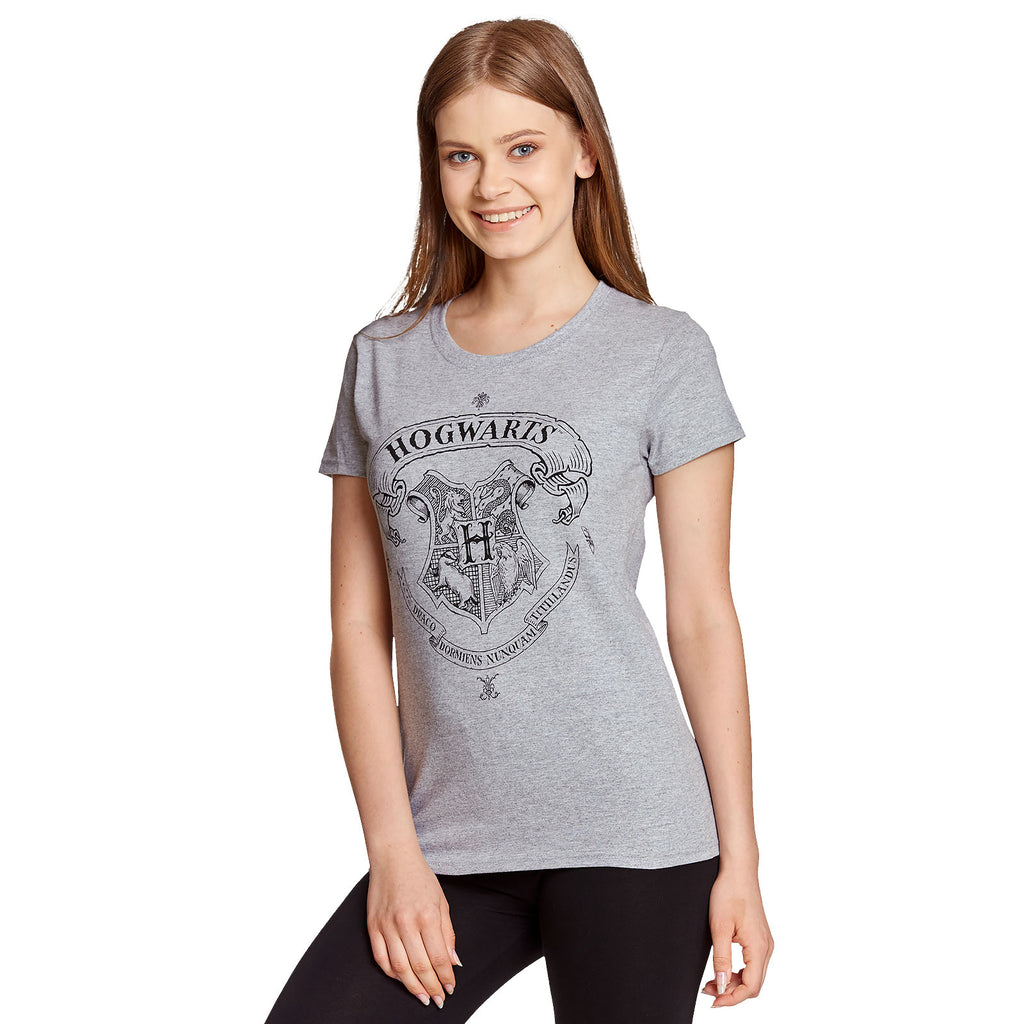 Produktbild Harry Potter - Hogwarts Wappen T-Shirt Damen grau
