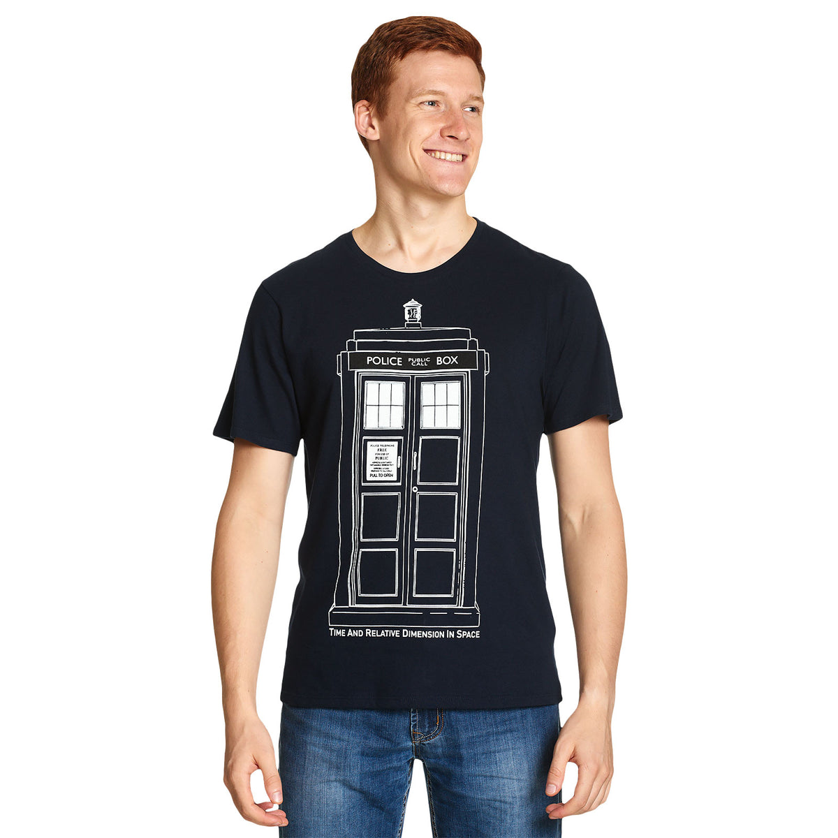 Image produit Doctor Who - T-shirt Tardis Outline bleu
