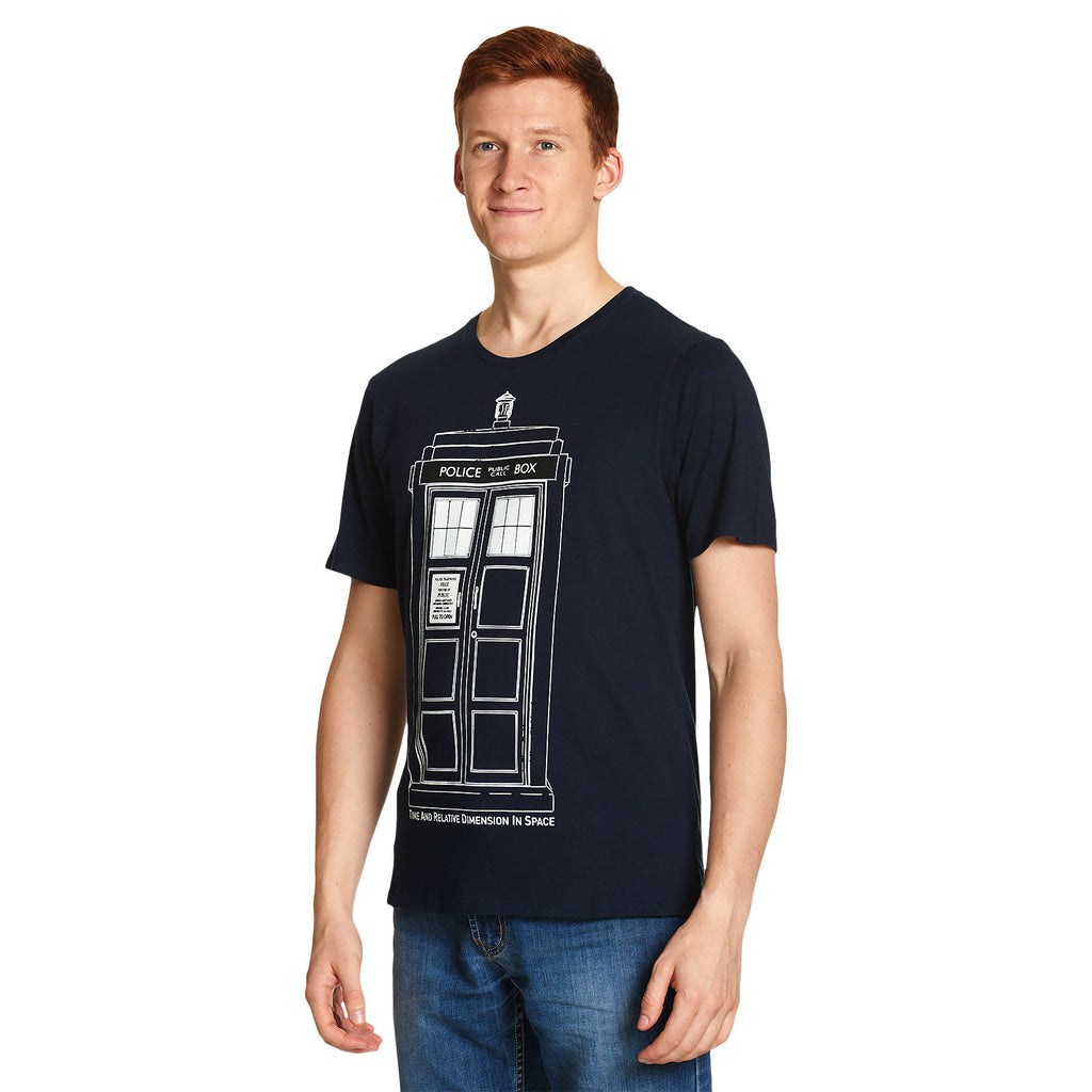 Image produit Doctor Who - T-shirt Tardis Outline bleu