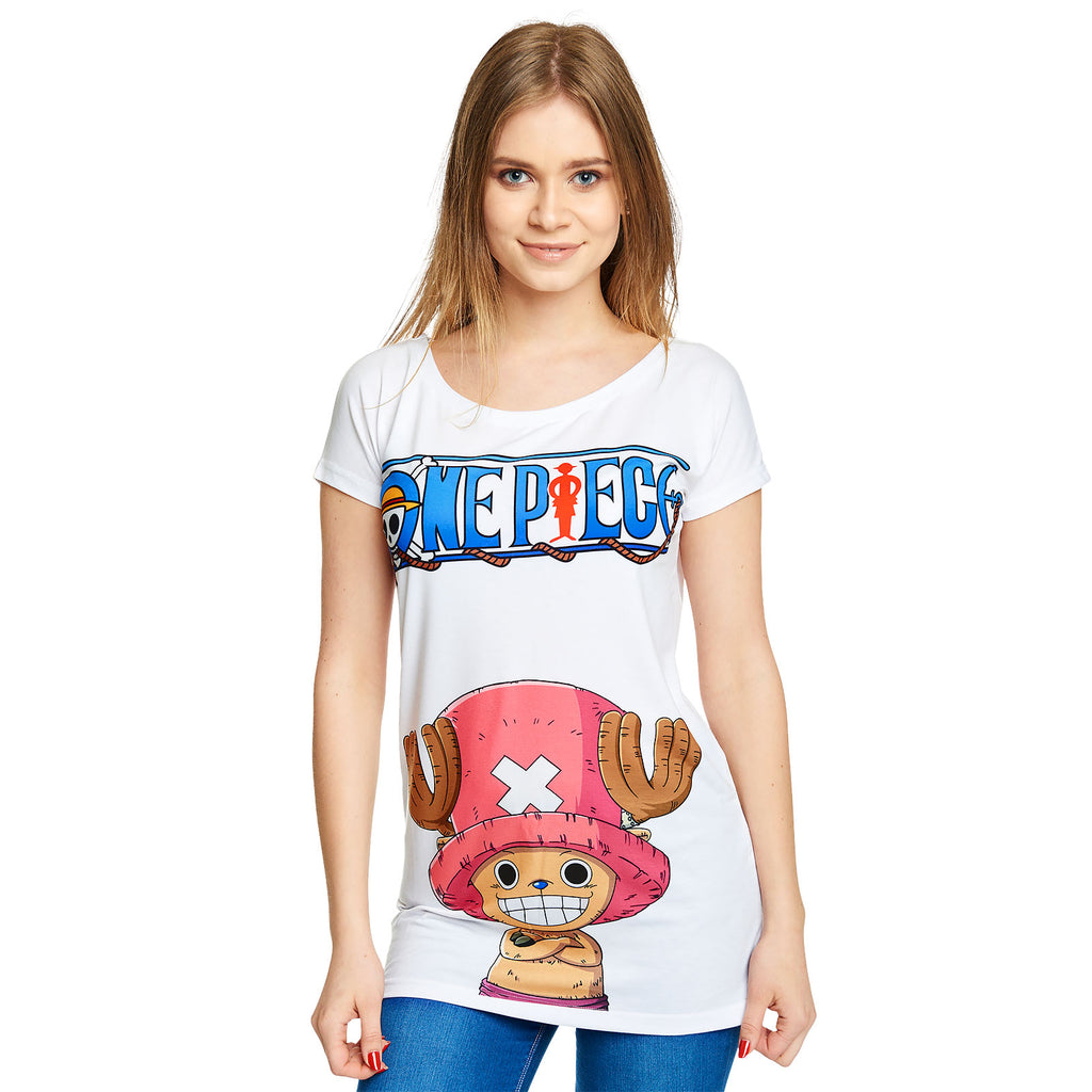 Image produit One Piece - T-shirt Chopper pour femmes coupe décontractée blanc