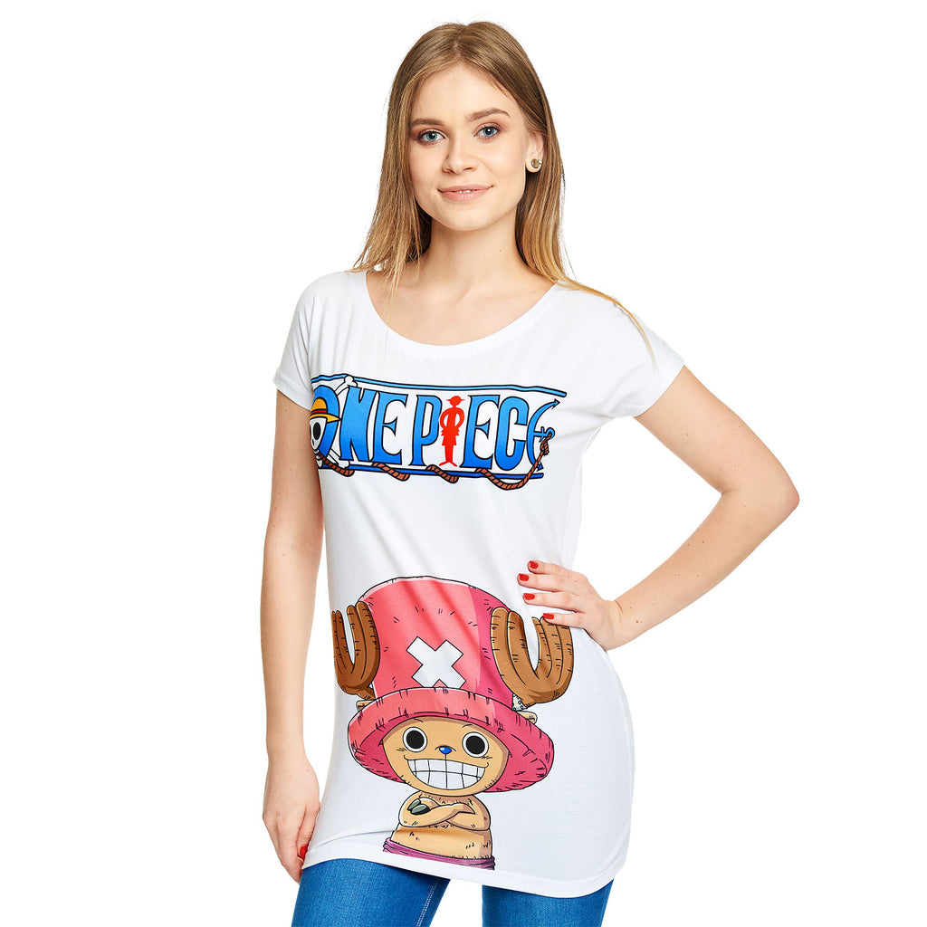 Image produit One Piece - T-shirt Chopper pour femmes coupe décontractée blanc