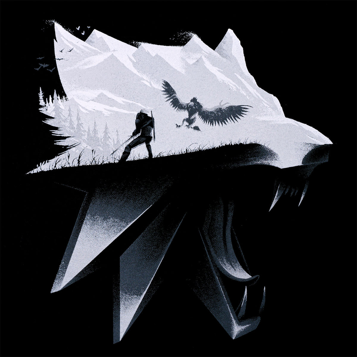 Produktbild Witcher - Wolf Silhouette T-Shirt schwarz