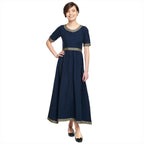Productafbeelding Middeleeuwse Jurk Ennlin met Korte Mouwen Blauw
