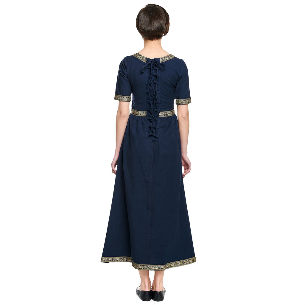 Productafbeelding Middeleeuwse Jurk Ennlin met Korte Mouwen Blauw