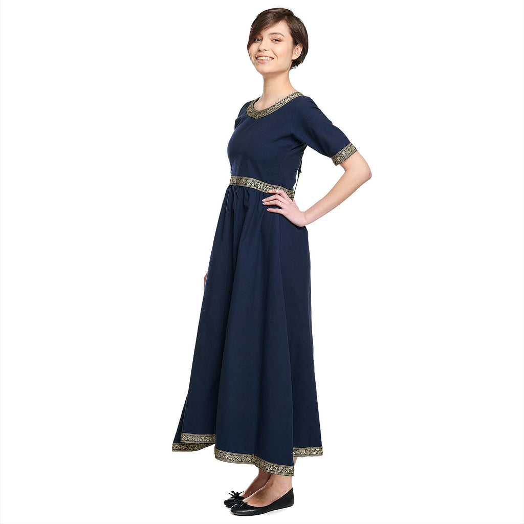 Productafbeelding Middeleeuwse Jurk Ennlin met Korte Mouwen Blauw