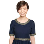 Productafbeelding Middeleeuwse Jurk Ennlin met Korte Mouwen Blauw