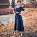 Productafbeelding Middeleeuwse Jurk Ennlin met Korte Mouwen Blauw