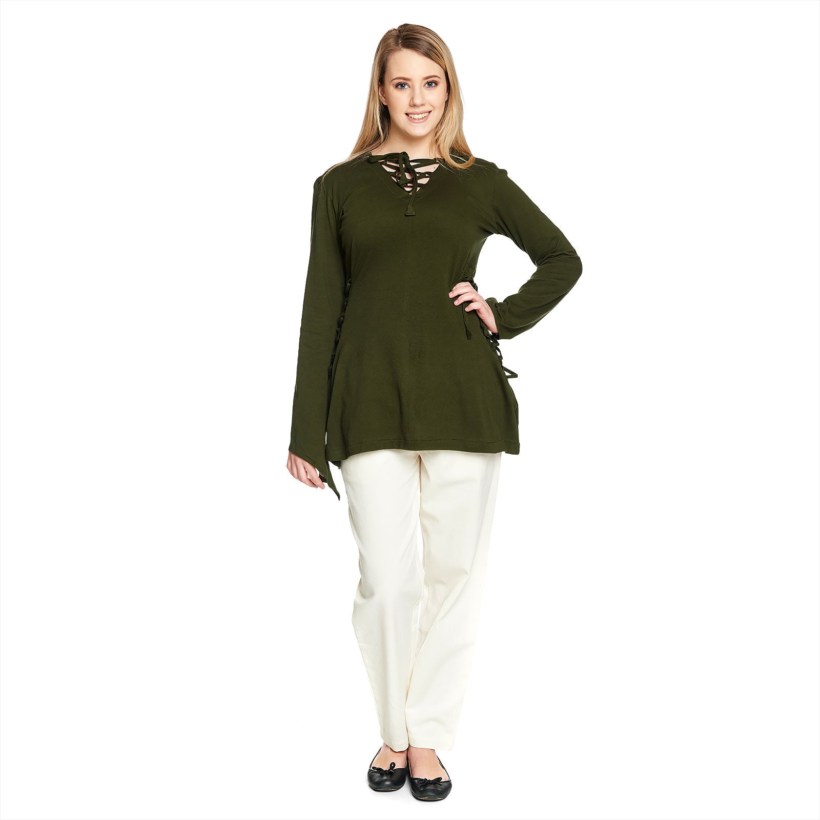 Productafbeelding Middeleeuwse Blouse Lea met Capuchon Groen