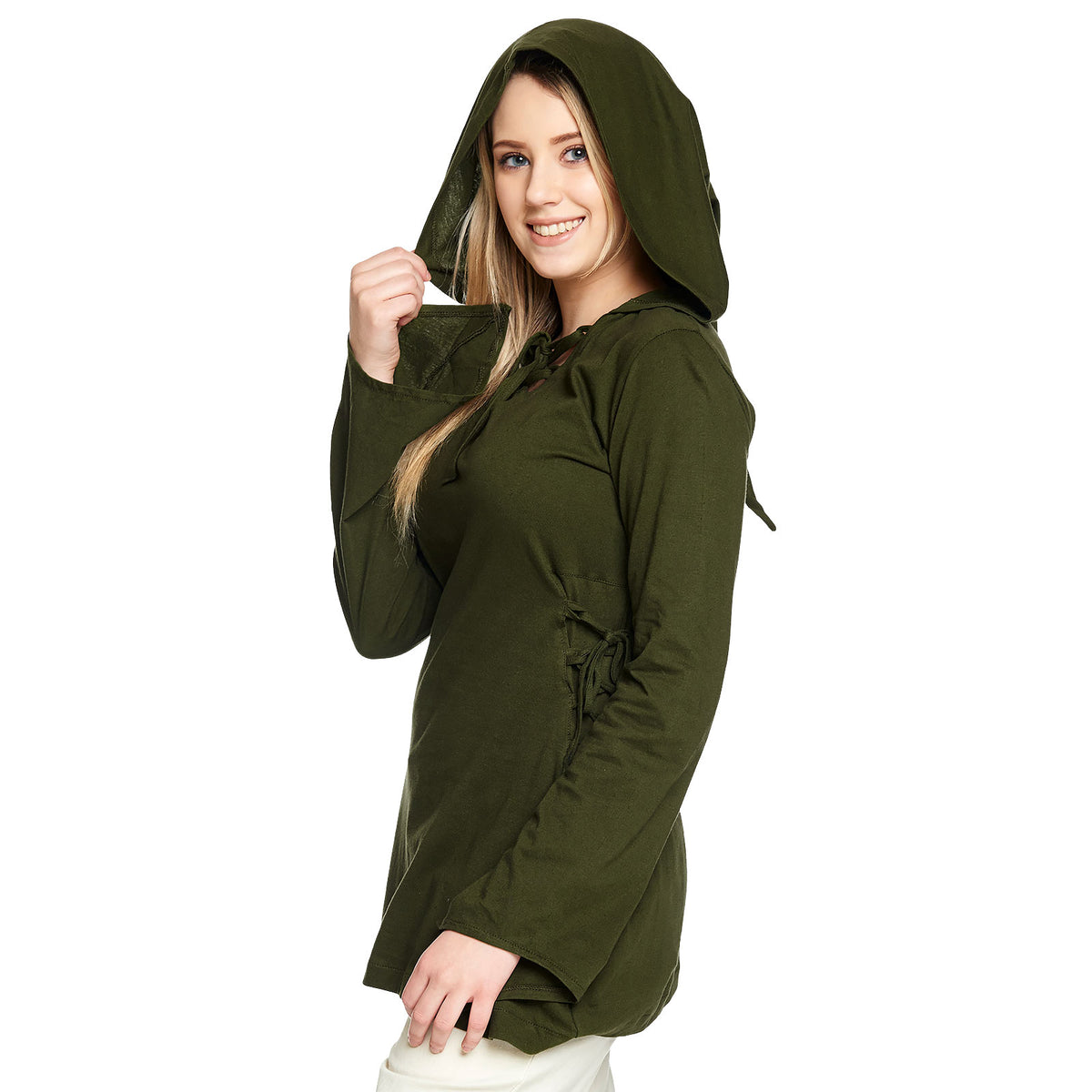 Productafbeelding Middeleeuwse Blouse Lea met Capuchon Groen