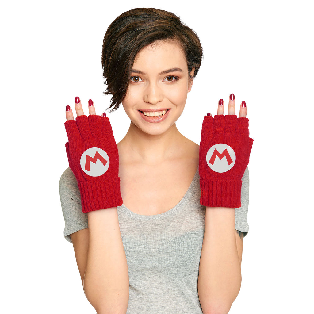 Image produit Super Mario - Gants Logo sans doigts rouge