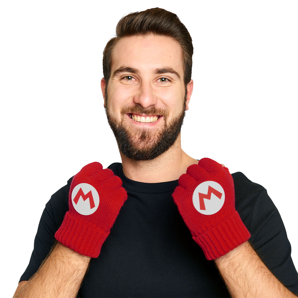Image produit Super Mario - Gants Logo sans doigts rouge