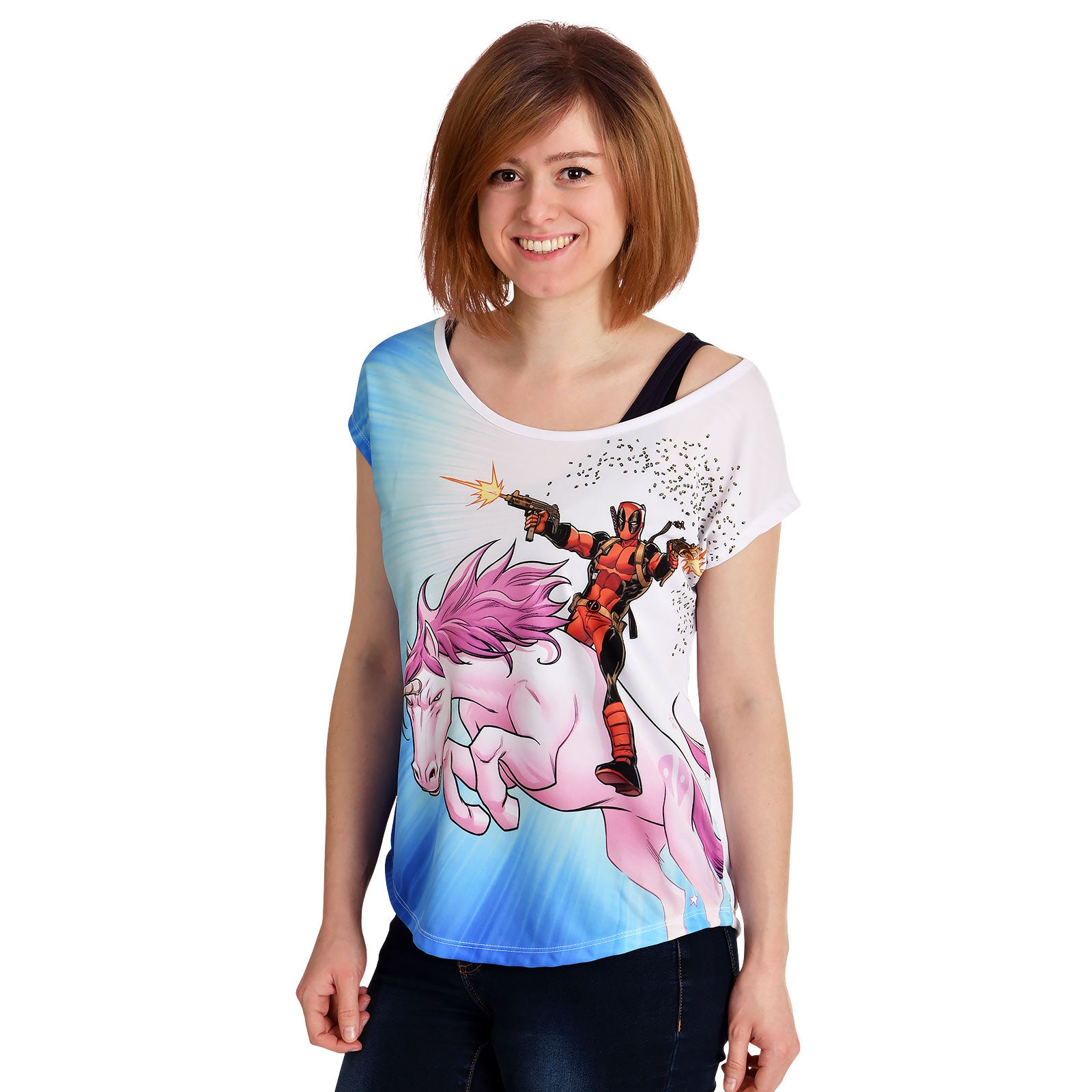 Image produit Deadpool - T-shirt femme à coupe ample Unicorn Ride