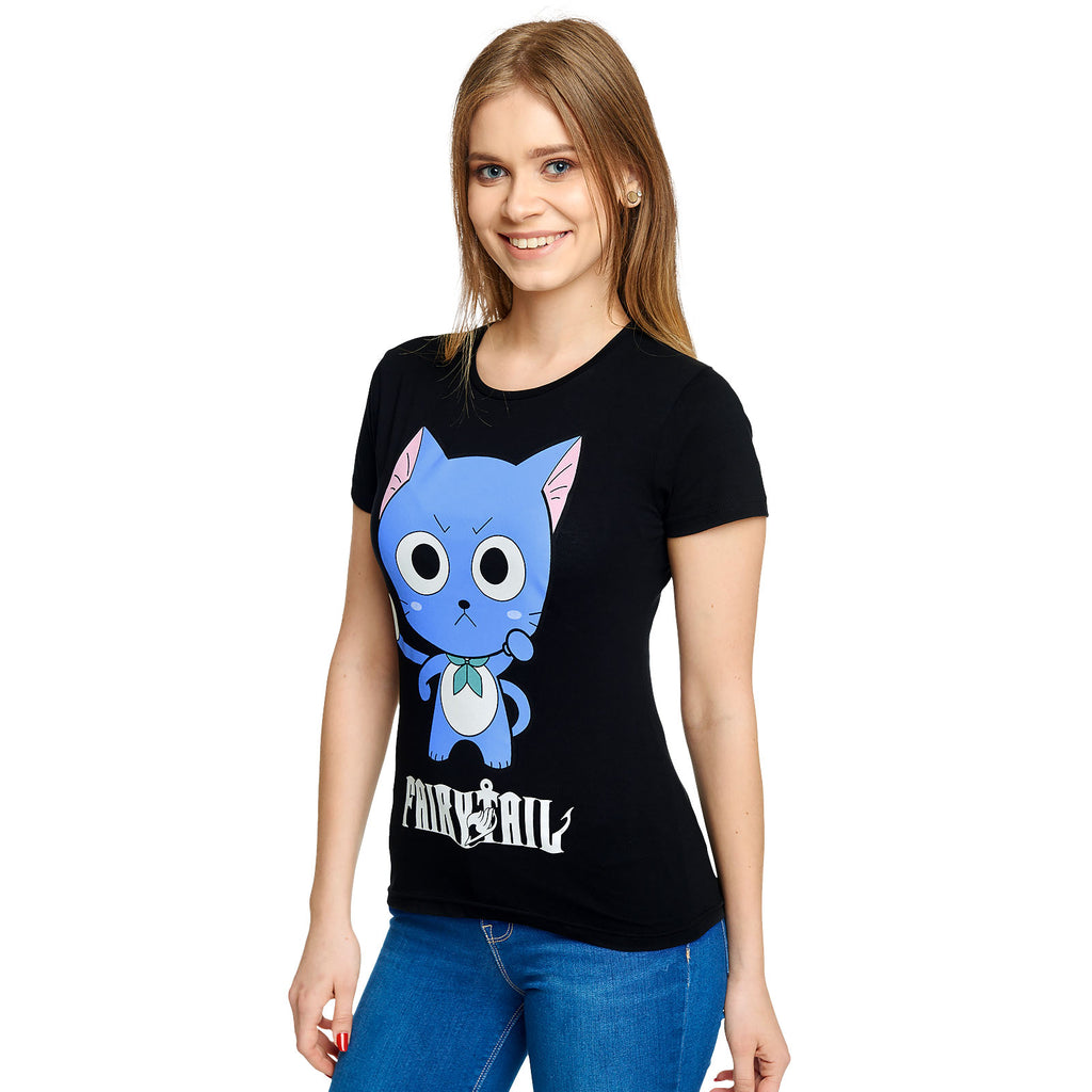Productafbeelding Fairy Tail - Happy Dames T-Shirt Zwart