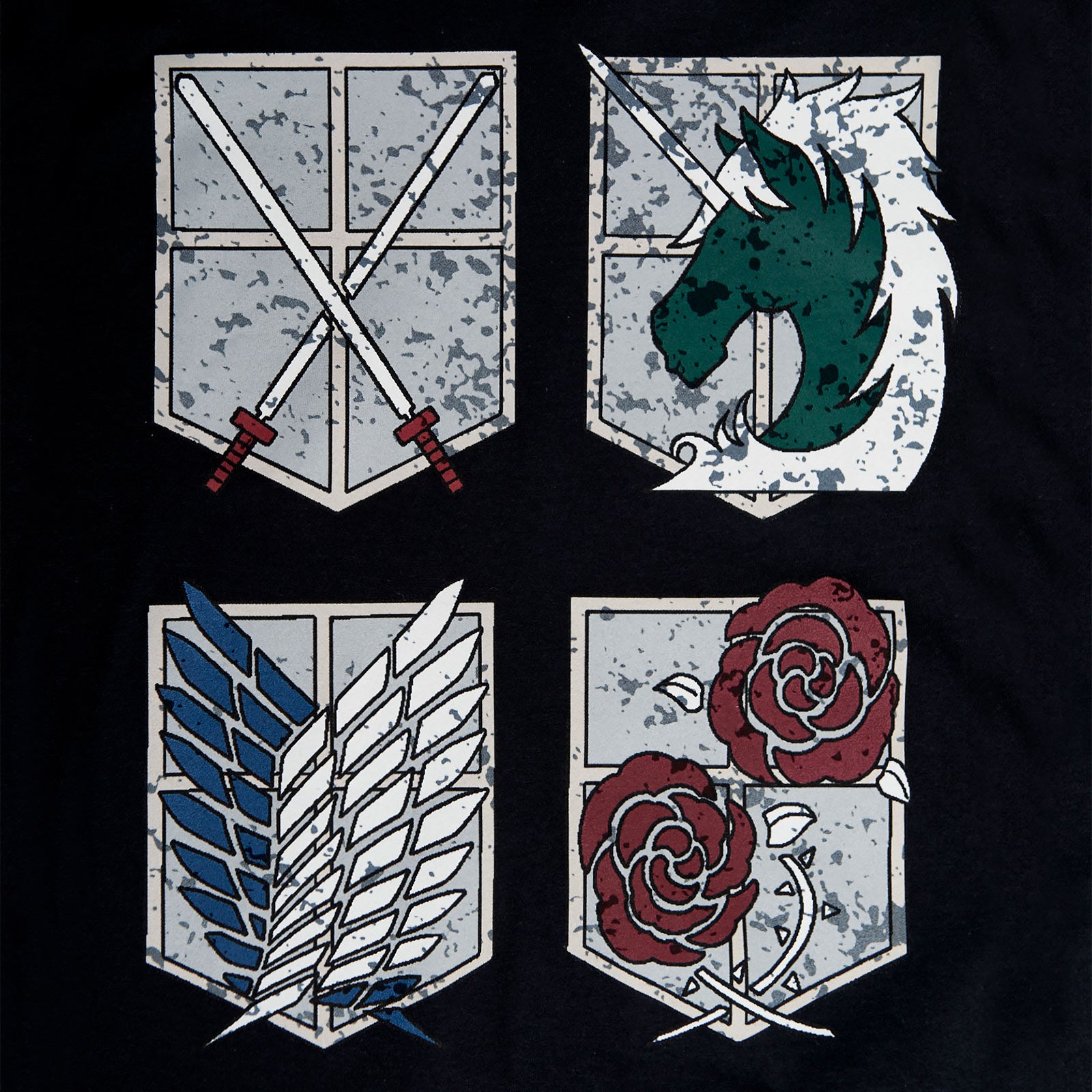 Productafbeelding Attack on Titan - Military Divisions Shields T-Shirt