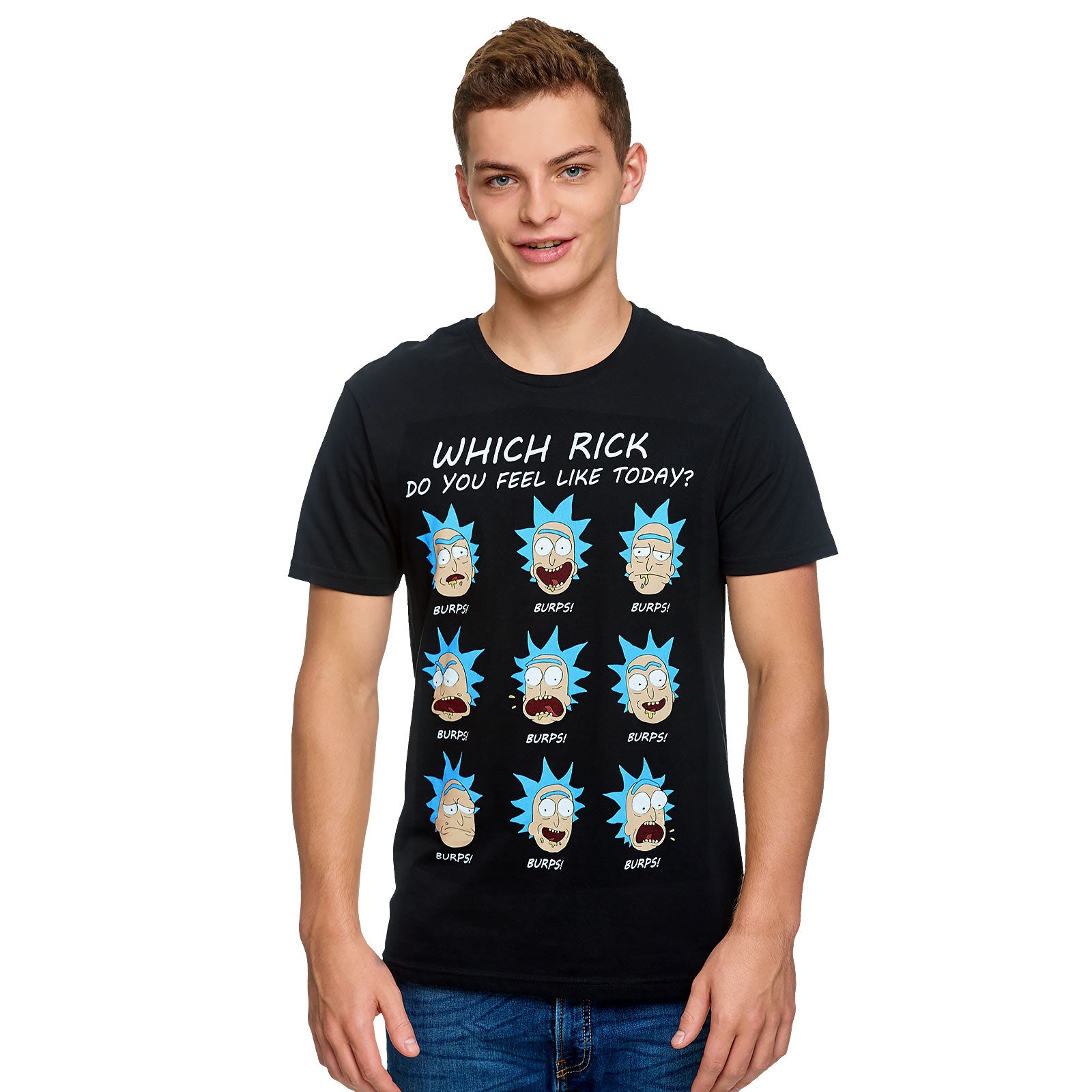 Productafbeelding Rick en Morty - Emoties van Rick T-Shirt zwart
