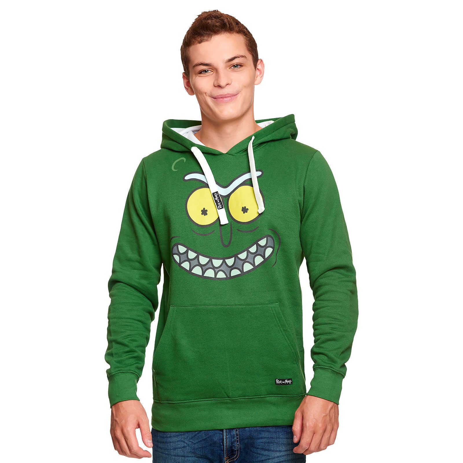 Image produit Rick et Morty - Sweat à capuche visage de Pickle Rick vert