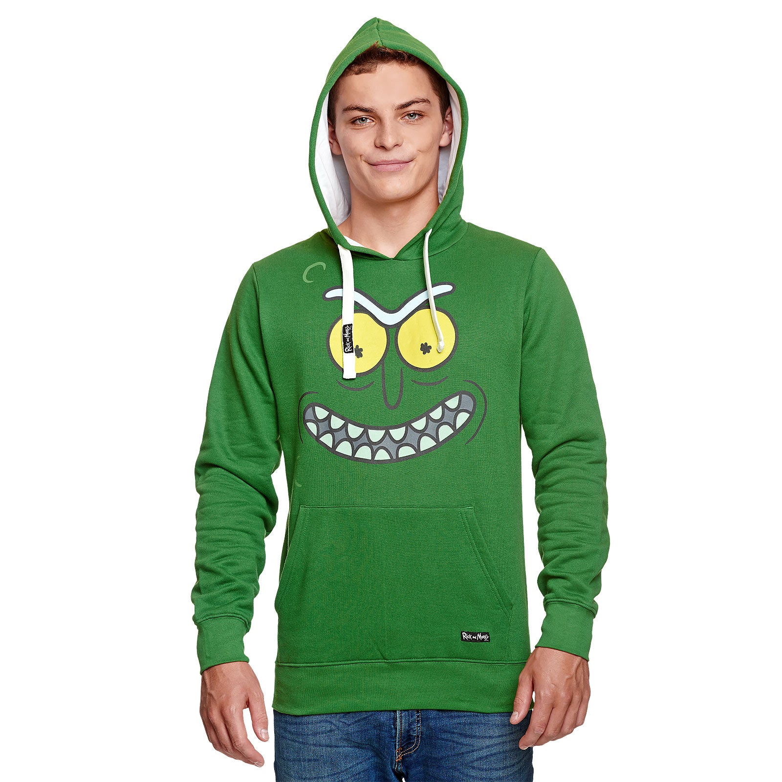 Image produit Rick et Morty - Sweat à capuche visage de Pickle Rick vert
