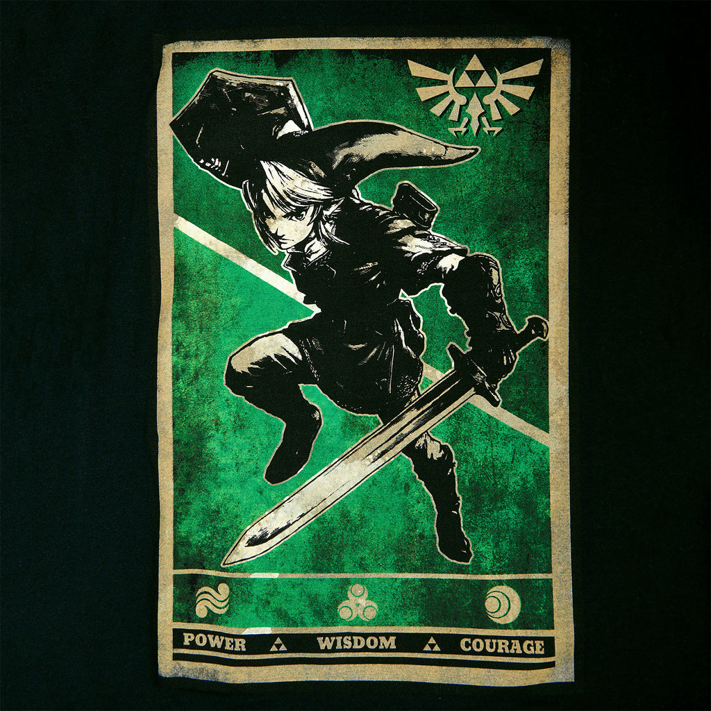 Image produit Zelda - Link Triforce Propaganda Poster T-Shirt noir
