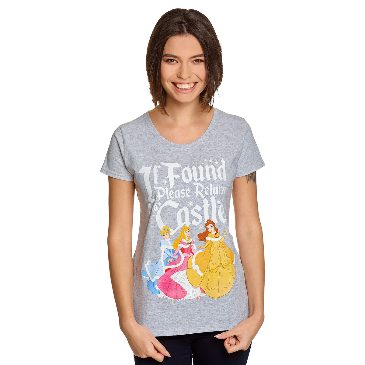 Productafbeelding Disney Prinses - Als Gevonden Terug naar Kasteel T-Shirt Dames Grijs