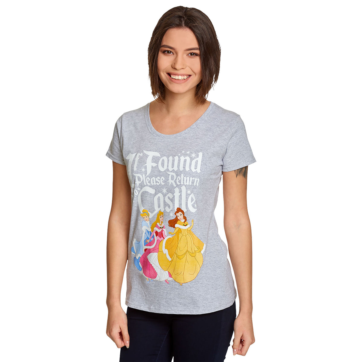 Productafbeelding Disney Prinses - Als Gevonden Terug naar Kasteel T-Shirt Dames Grijs