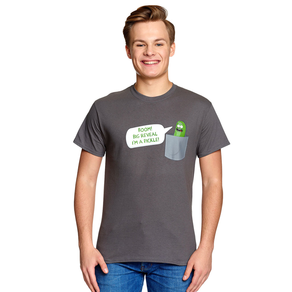 Productafbeelding Rick en Morty - Pocket Pickle Rick T-Shirt grijs