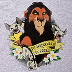 Productafbeelding De Leeuwenkoning - Scar Omringd door Dwazen Dames T-Shirt Grijs