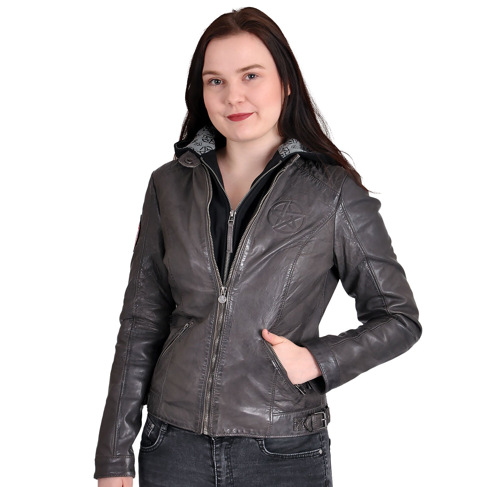 Image produit Supernatural - Blouson en cuir pour femmes avec symbole anti-possession
