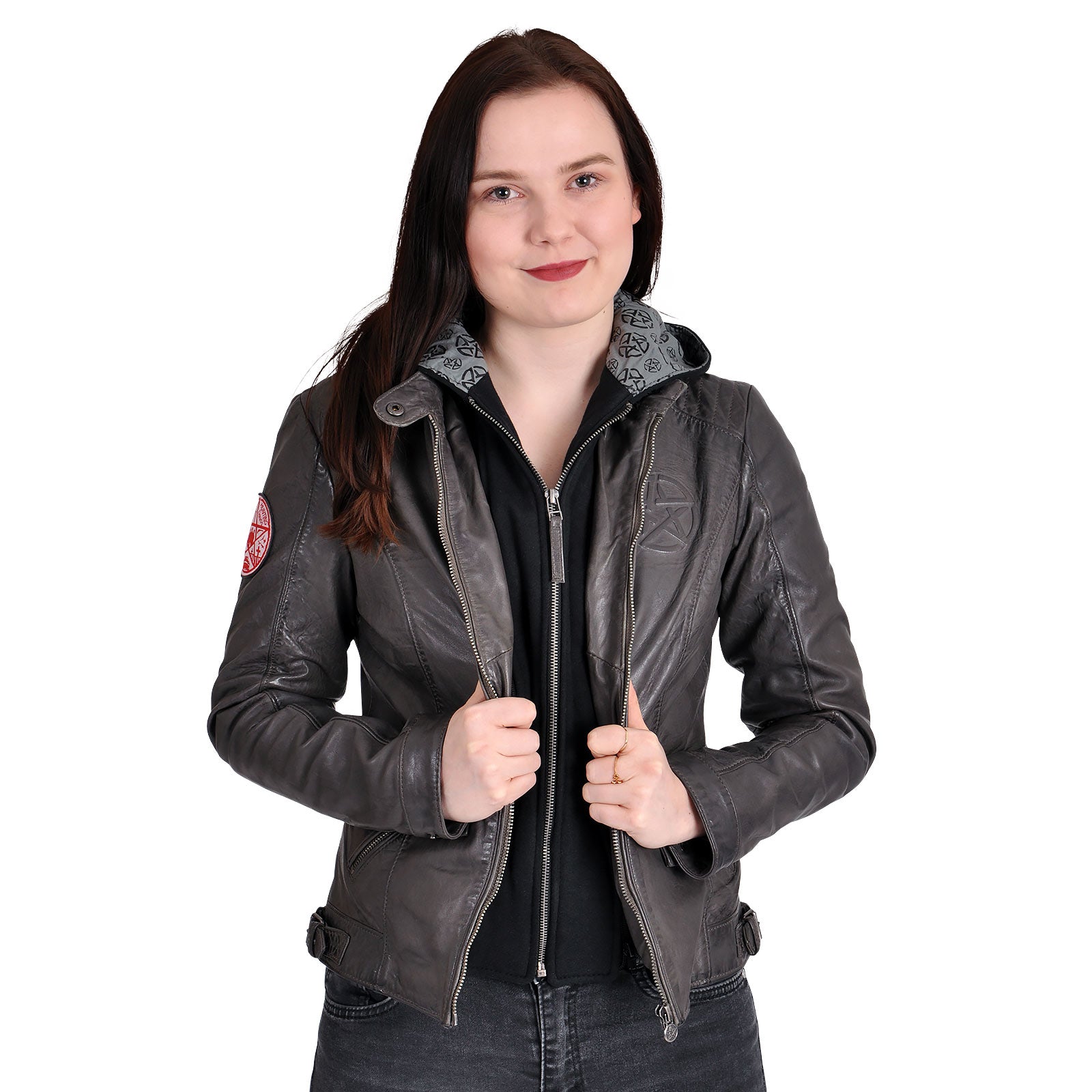 Image produit Supernatural - Blouson en cuir pour femmes avec symbole anti-possession