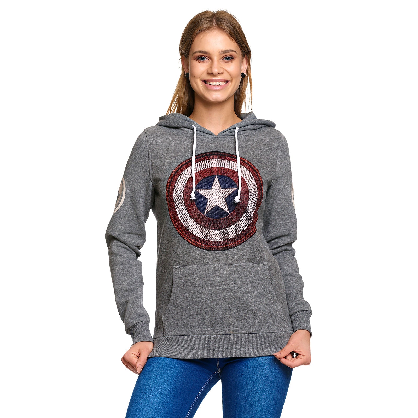 Productafbeelding Captain America - Shield Logo Retro Hoodie Dames Grijs