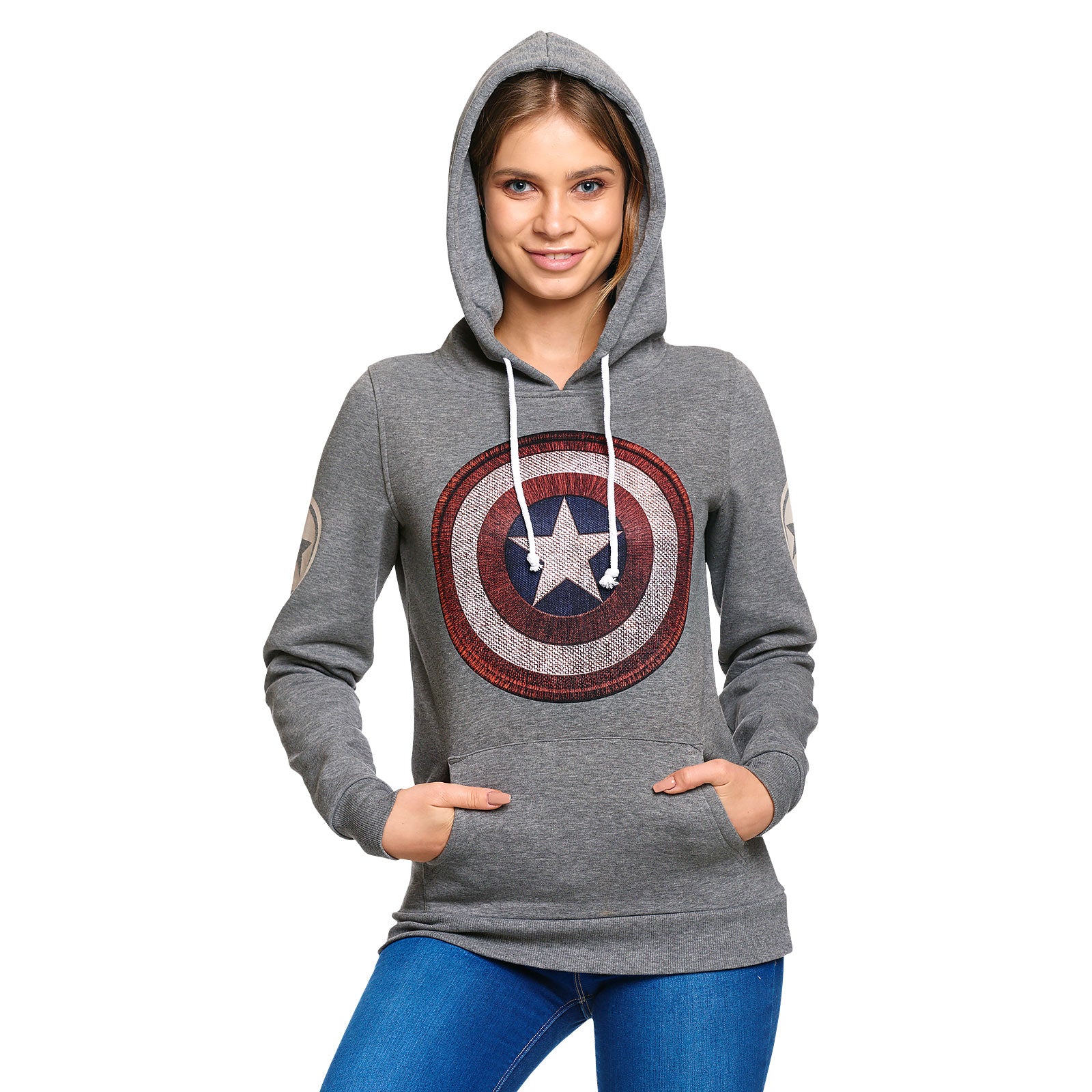 Productafbeelding Captain America - Shield Logo Retro Hoodie Dames Grijs