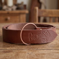 Productafbeelding Middeleeuwse ringriem met Thor’s hamer reliëf bruin