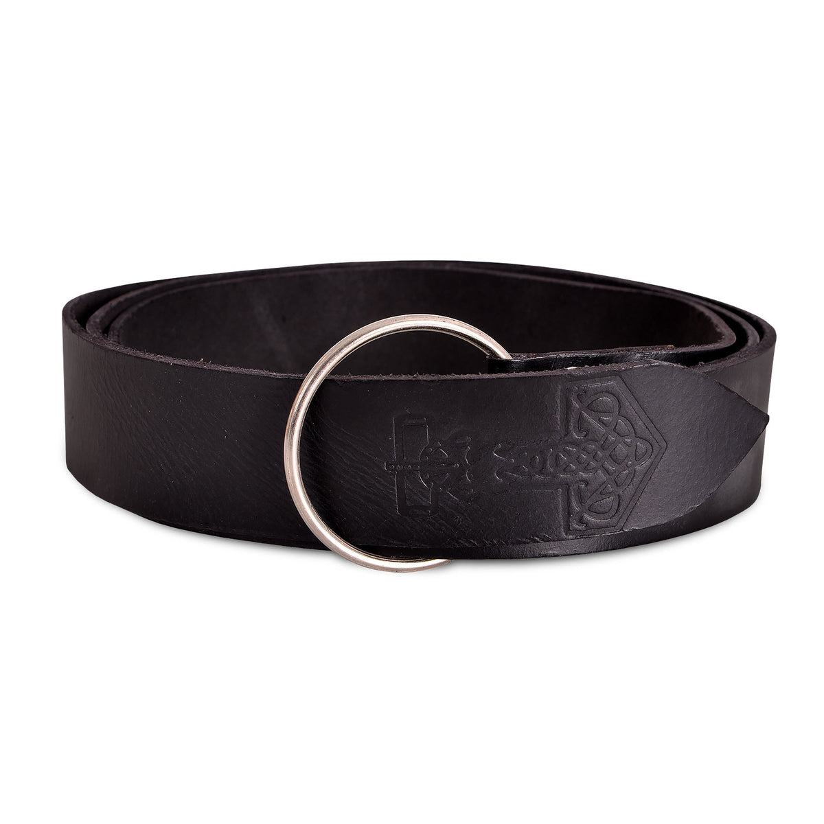Image produit Ceinture médiévale à anneau avec embossage Marteau de Thor noire
