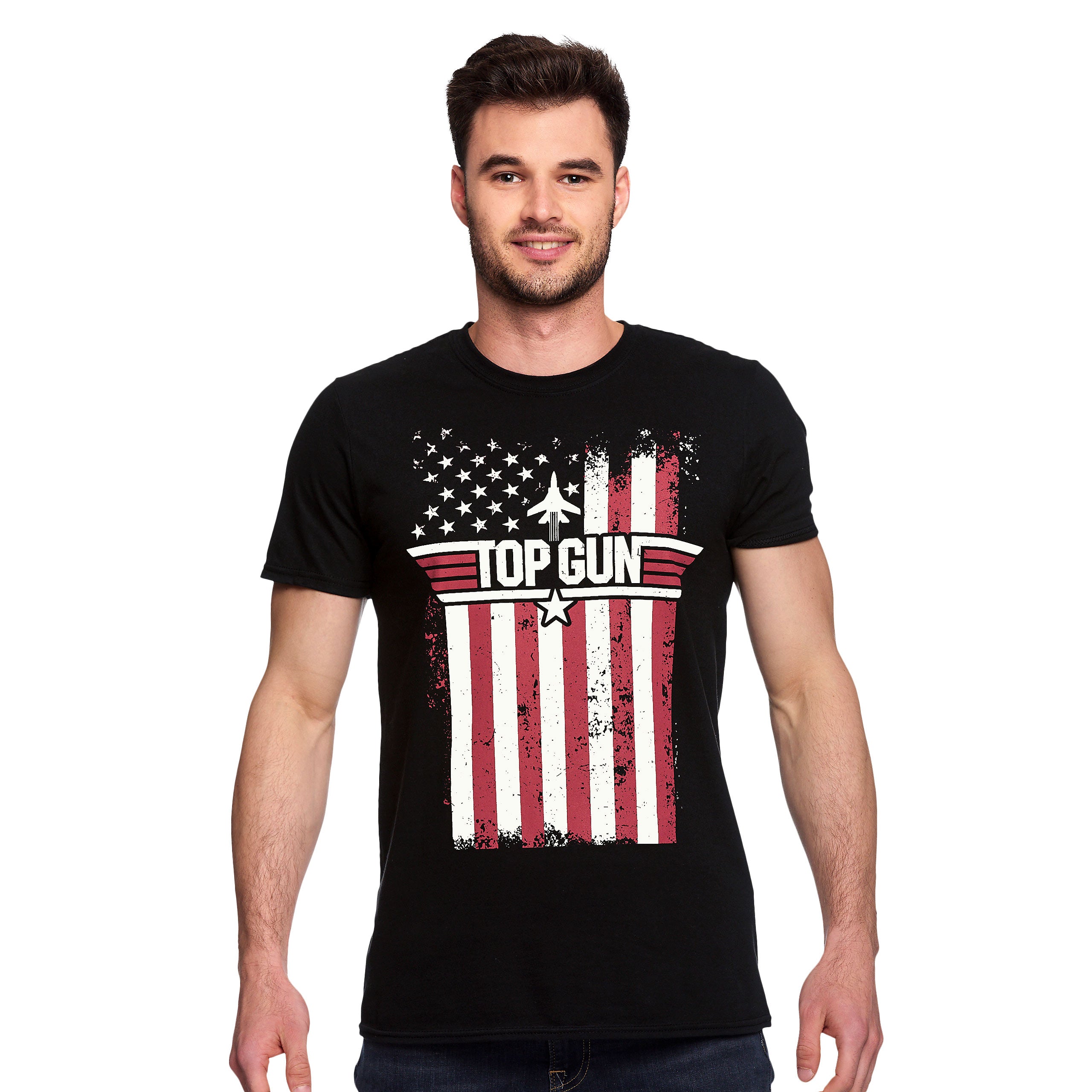 Productafbeelding Top Gun - Distressed Flag T-Shirt Zwart