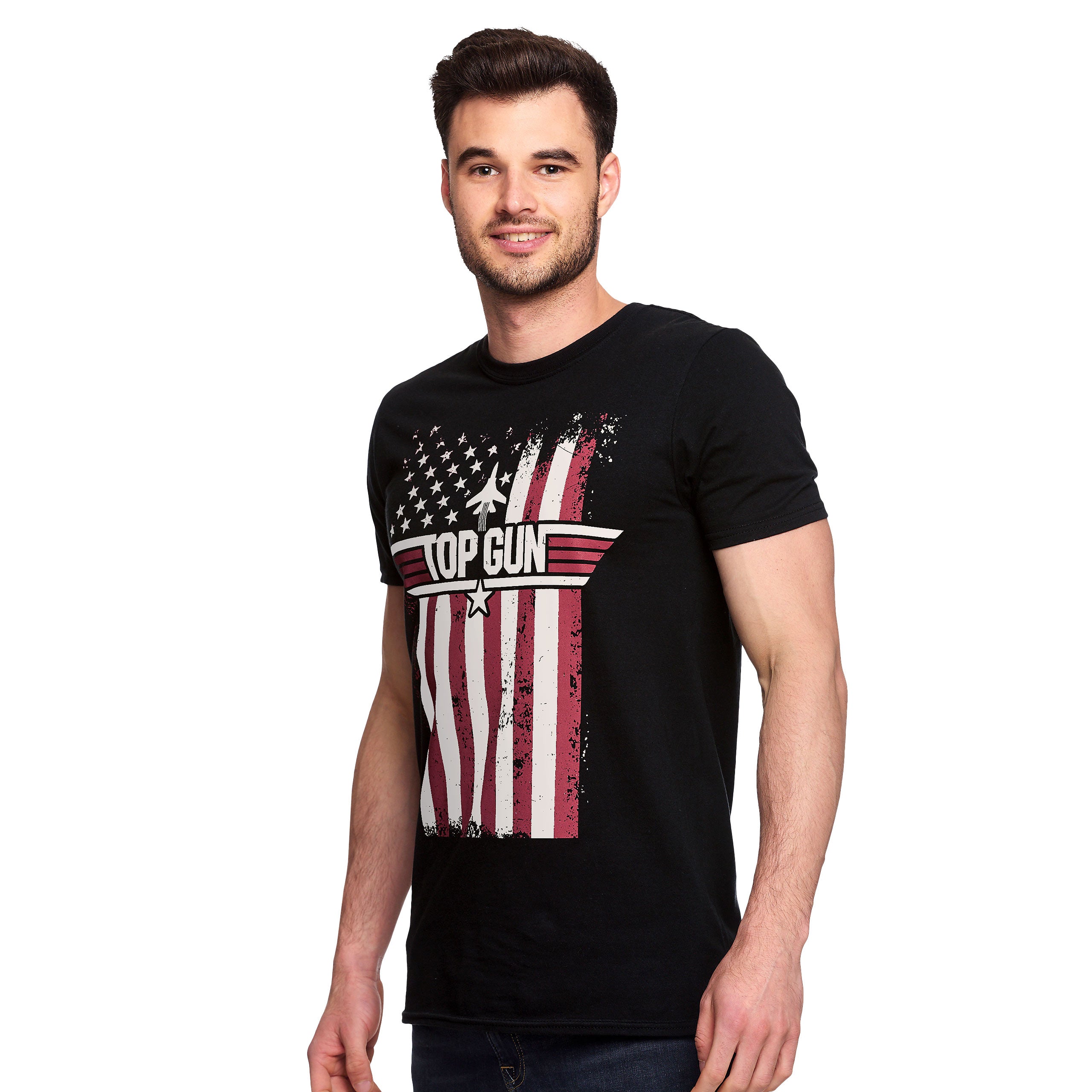 Productafbeelding Top Gun - Distressed Flag T-Shirt Zwart