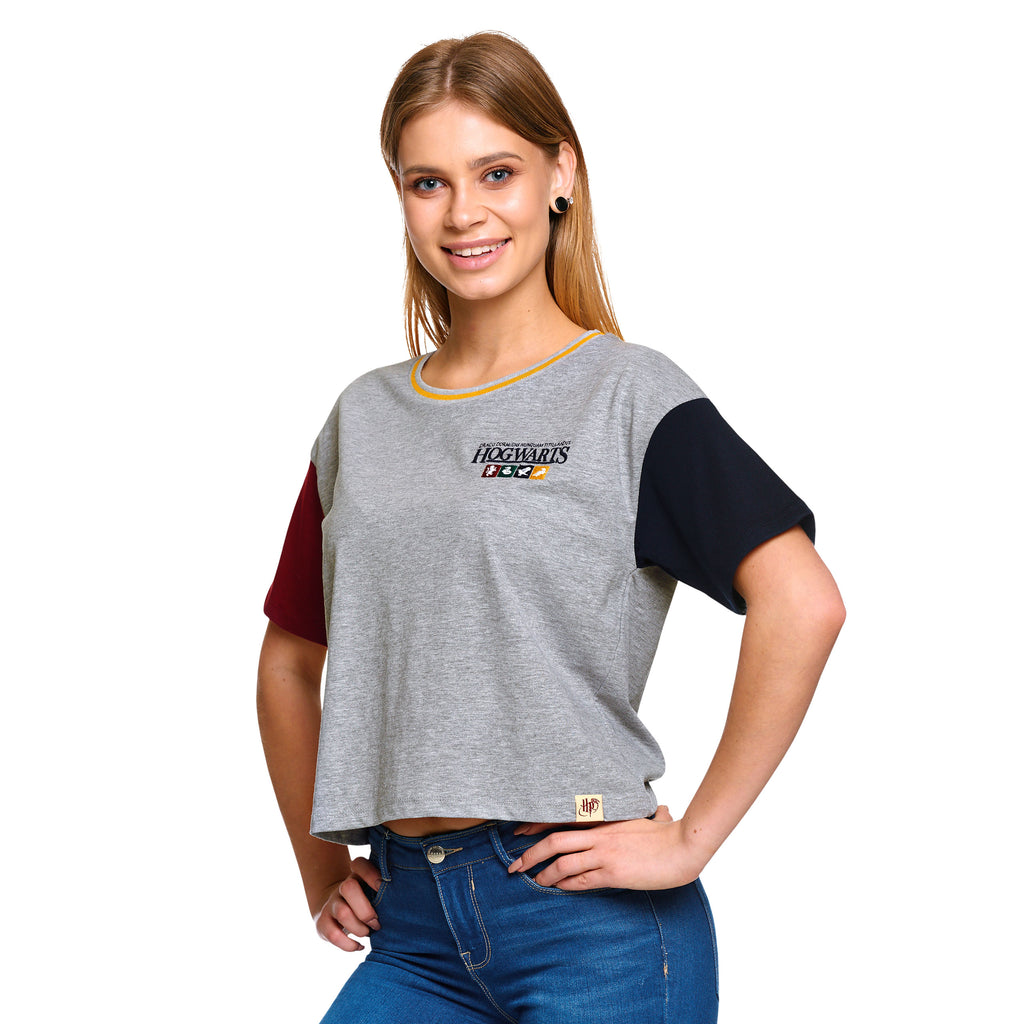 Productafbeelding Harry Potter - Hogwarts Crop Top Dames Grijs