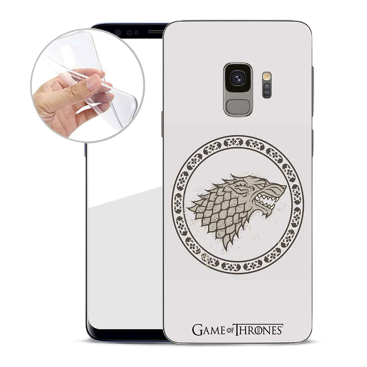 Image produit Game of Thrones - Coque Samsung Galaxy S9 Silicone Blanc avec Blason Stark