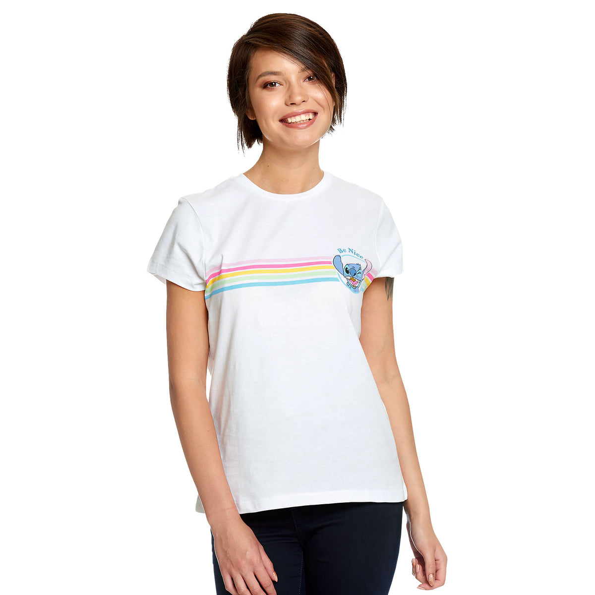 Image produit Lilo & Stitch - T-shirt Femme Be Nice Blanc