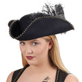 Image produit Tricorne avec bordure de perles et plume noire